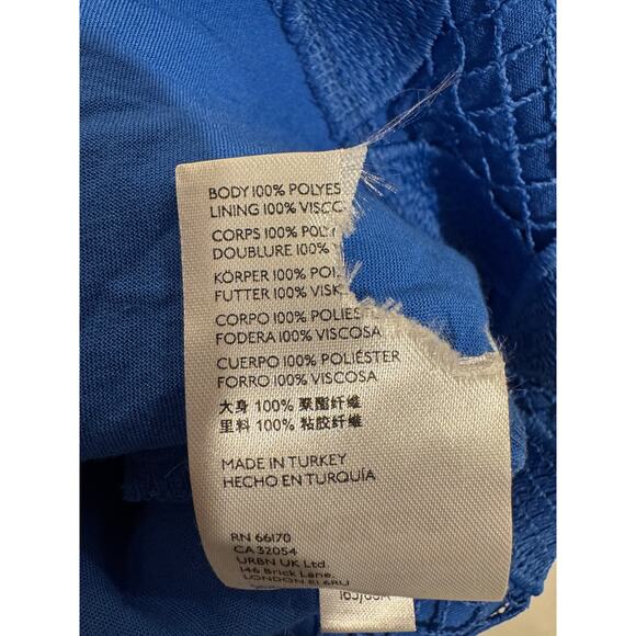 Anthropologie Blue Lace Button Back Sleeveless Mini Dress Small - Picture 6 of 7